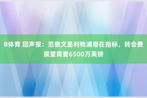 B体育 回声报：范德文是利物浦潜在指标，转会费展望需要6500万英镑