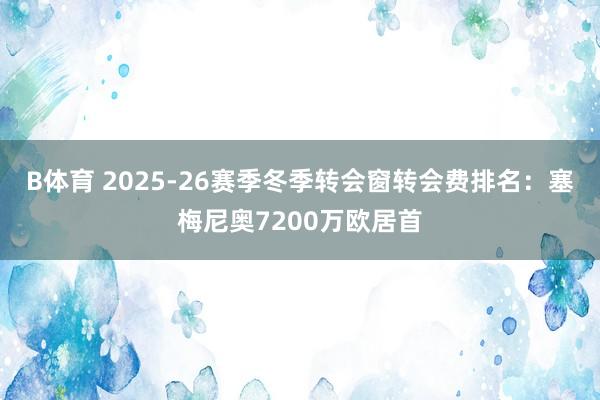 B体育 2025-26赛季冬季转会窗转会费排名：塞梅尼奥7200万欧居首