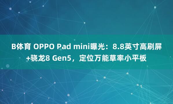B体育 OPPO Pad mini曝光：8.8英寸高刷屏+骁龙8 Gen5，定位万能草率小平板