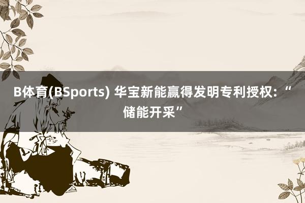 B体育(BSports) 华宝新能赢得发明专利授权: “储能开采”