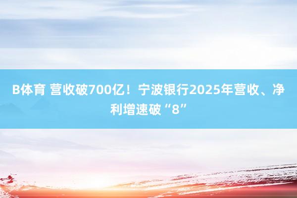 B体育 营收破700亿！宁波银行2025年营收、净利增速破“8”
