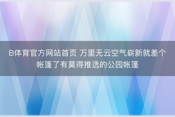 B体育官方网站首页 万里无云空气崭新就差个帐篷了有莫得推选的公园帐篷