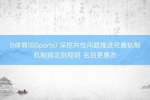 B体育(BSports) 深挖共性问题推进完善轨制机制搞定则程明 名目更惠农