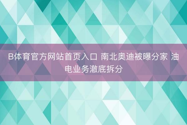 B体育官方网站首页入口 南北奥迪被曝分家 油电业务澈底拆分