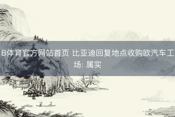 B体育官方网站首页 比亚迪回复地点收购欧汽车工场: 属实
