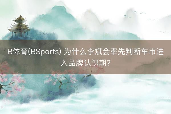 B体育(BSports) 为什么李斌会率先判断车市进入品牌认识期？