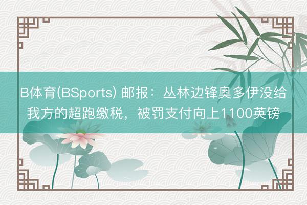 B体育(BSports) 邮报：丛林边锋奥多伊没给我方的超跑缴税，被罚支付向上1100英镑