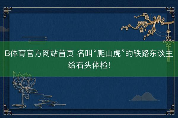B体育官方网站首页 名叫“爬山虎”的铁路东谈主给石头体检!