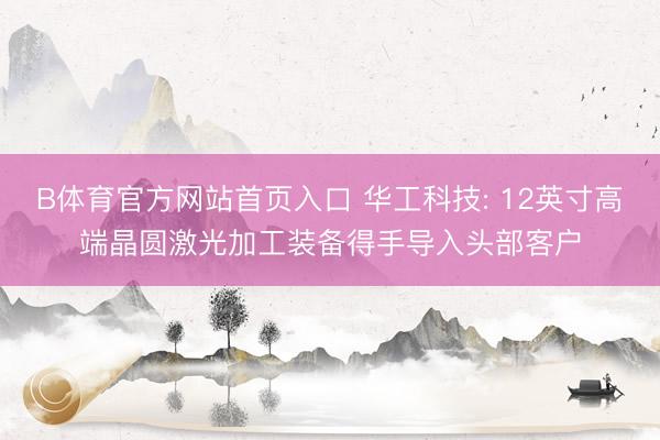 B体育官方网站首页入口 华工科技: 12英寸高端晶圆激光加工装备得手导入头部客户