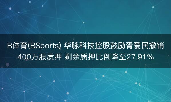 B体育(BSports) 华脉科技控股鼓励胥爱民撤销400万股质押 剩余质押比例降至27.91%